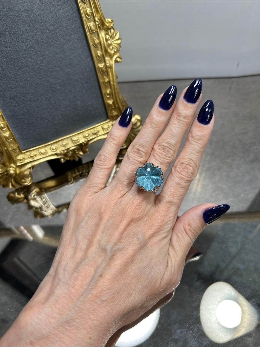Sarah Coventry Vintage Blue Faux Crystal Cocktail Ring